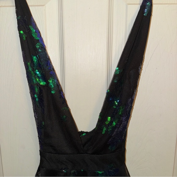 SHEIN LOVE&LEMONADE Sequin Plunge Neck Crisscross Backless Mesh Cami Dress - Picture 4 of 10